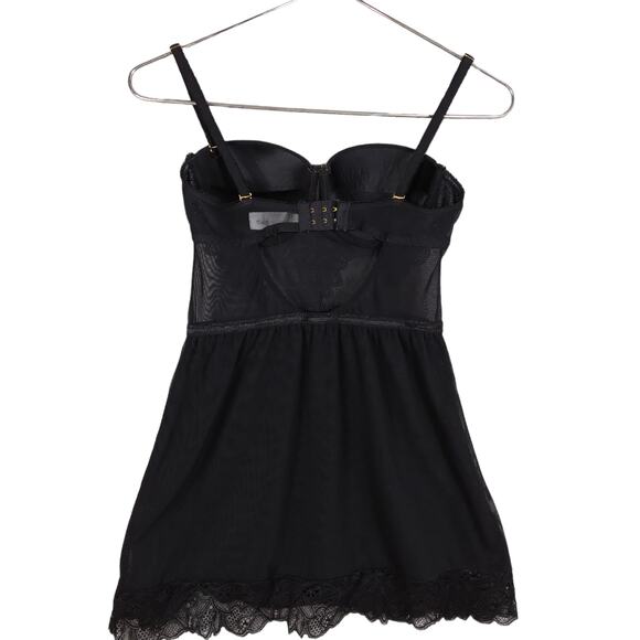 International Intimates Black Baby Doll Size Small Mesh Lining Adjustable Straps - Picture 2 of 11